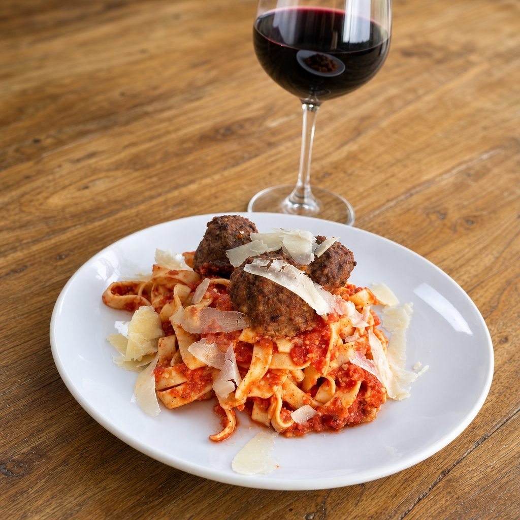 Fettuccine & meatballs.