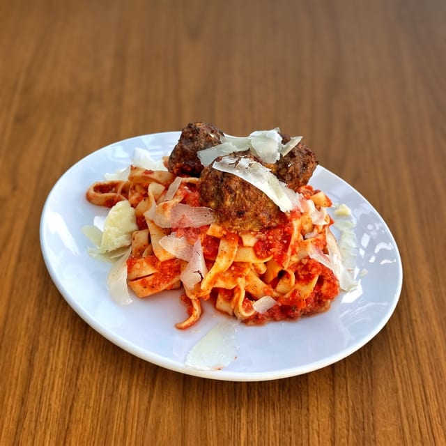 Fettuccine & meatballs.